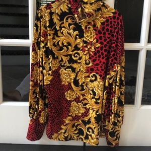 Long sleeve high neck jersey top